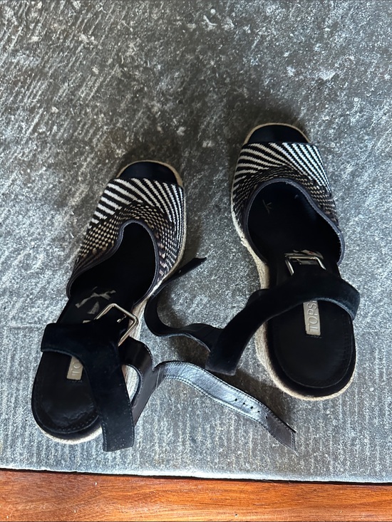 Topshop Shoes - Topshop Black and White Woven Espadrille Wedge Sandals